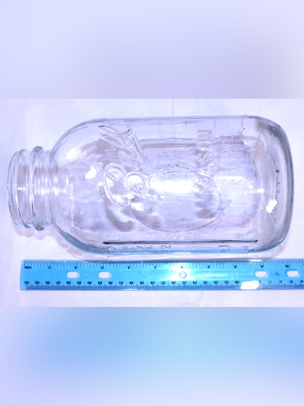 Vintage Ball Mason Jar Sculptured Glass Series, Embossed Fruit - Half Gallon